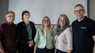 Gruppbild på Anders Malmstigen, Britte Benzler, Julia Kronlid, Birgitta Johansson och Mattias Ingeson.