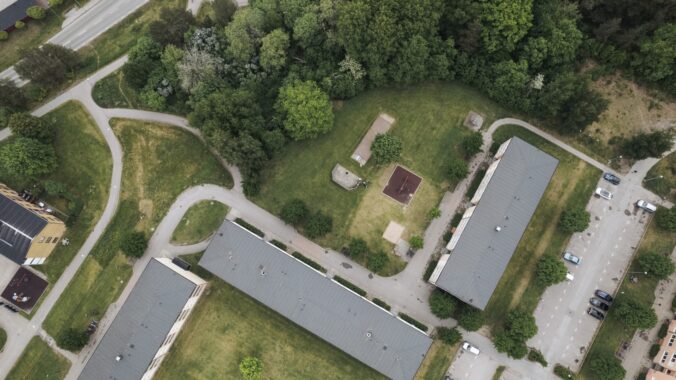 Flygbild över Ekön i Motala