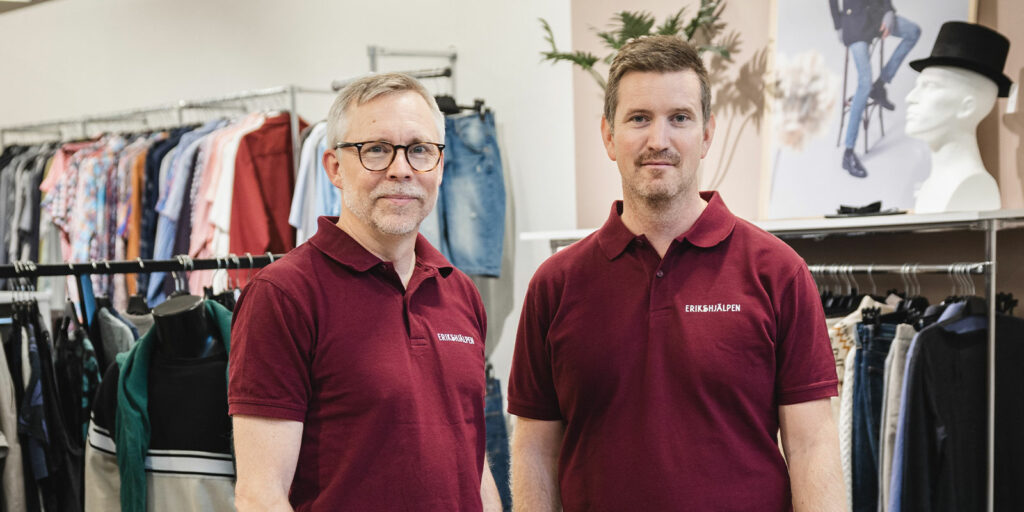 Jerker Sandell, verkställande chef för Erikshjälpen Second Hand och Mattias Ingeson, generalsekreterare för barnrättsorganisationen Erikshjälpen.