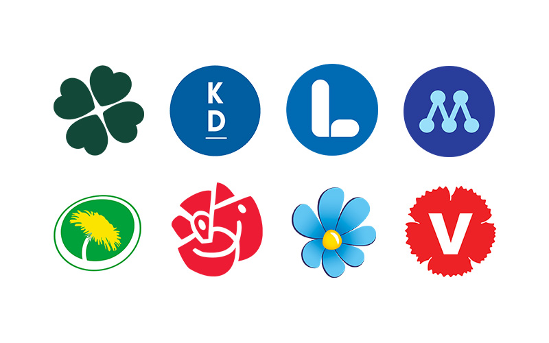 Partiernas logotyper tillsammans på två rader.