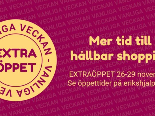 Istället för Black Week har Erikshjälpen Second Hand en vanlig vecka