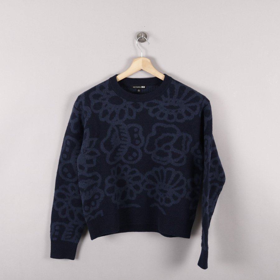 Marimekko x Uniqlo blå stickad tröja