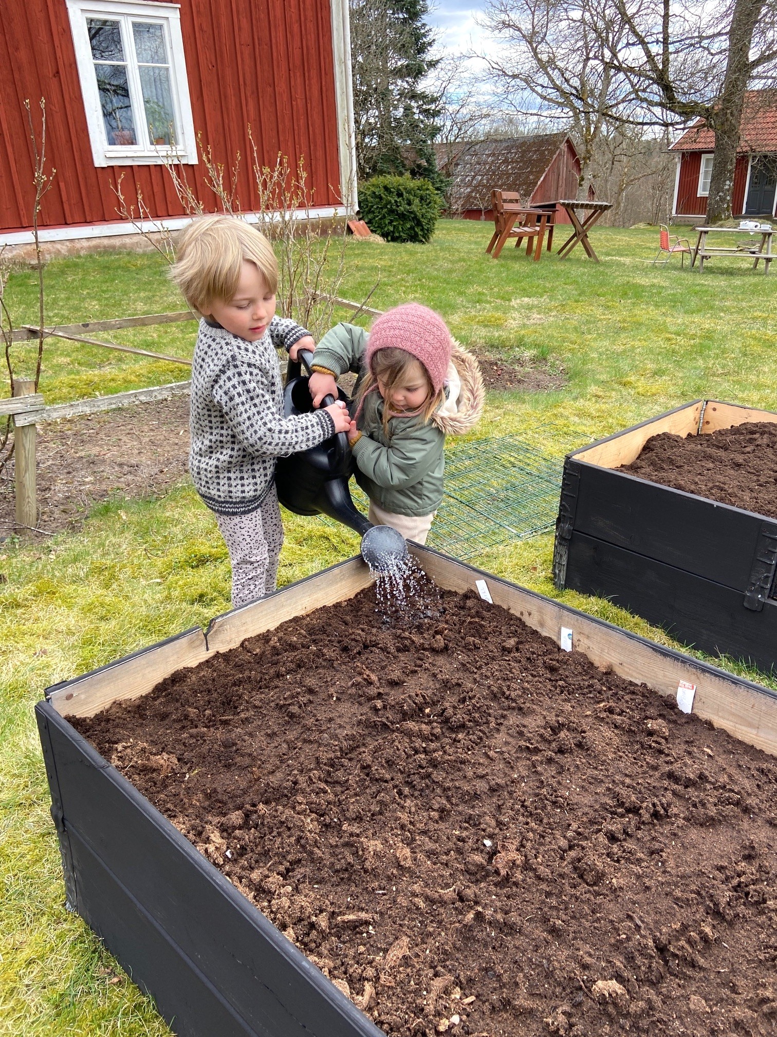 Julias barn vattnar odlingarna